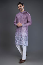 Lavender Purple Cotton Printed Kurta Pajama